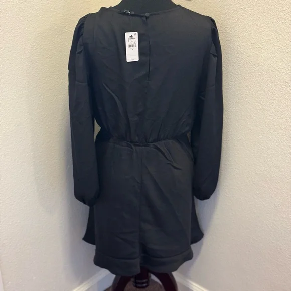 Express Black Fit Flare Puff Sleeve Dress A Line Mini Size S M L NEW $78 - Picture 5 of 16